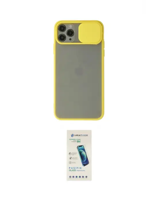 ieg™ iPhone 11 Pro Max Kılıf Vadi Çizgi - Şeffaf Pasifik Cam Ekran Koruyucu