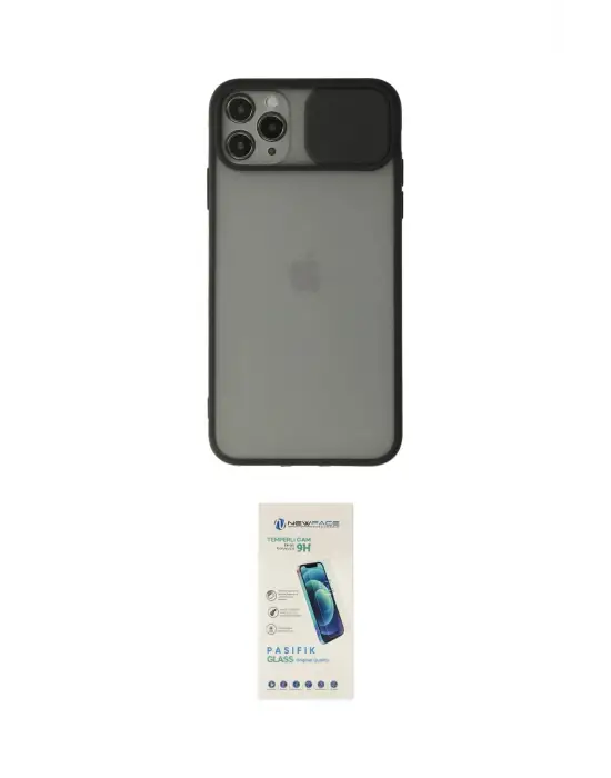 ieg™ iPhone 11 Pro Max Kılıf Vadi Çizgi - Şeffaf Pasifik Cam Ekran Koruyucu