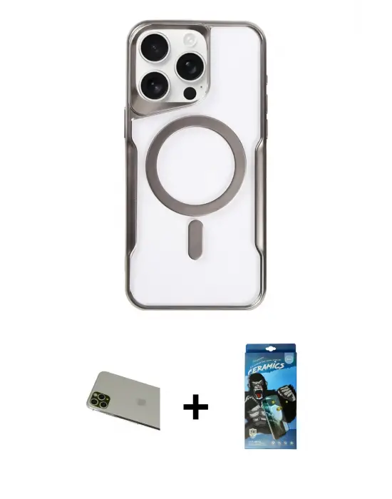 ieg™ iPhone 11 Pro Max Kılıf Yadigar Klasik Özel Seri - Siyah 34D Izgaralı Cam + Rainbow Kamera Lens Koruma Cam - YL
