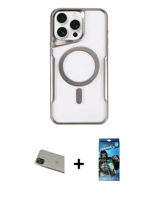 ieg™ iPhone 11 Pro Max Kılıf Yadigar Klasik Özel Seri - Siyah 34D Izgaralı Cam + Rainbow Kamera Lens Koruma Cam - YL