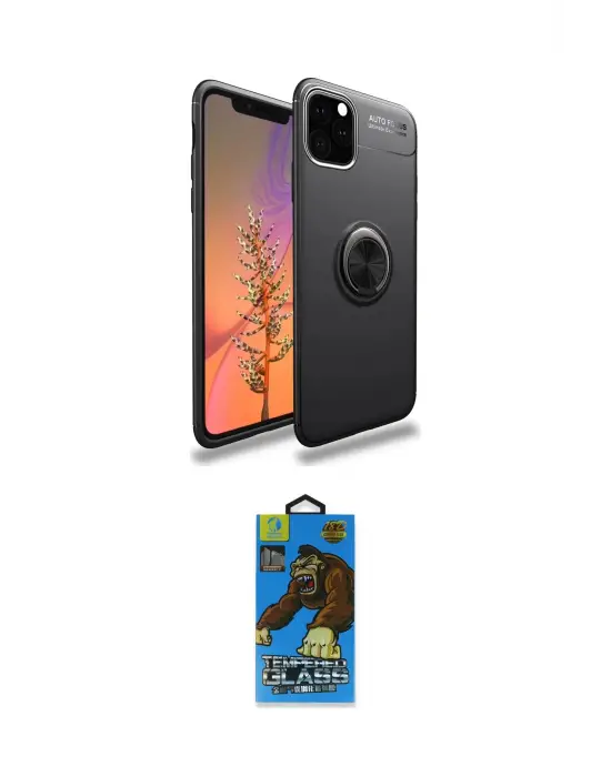 ieg™ iPhone 11 Pro Max Kılıf Yankı Form Prime - Siyah 18D Cam Ekran Koruyucu