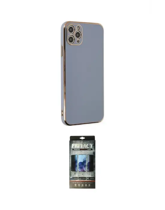 ieg™ iPhone 11 Pro Max Kılıf Yankı Serisi - Siyah 34D Hayalet Izgaralı Cam
