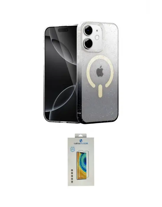 ieg™ iPhone 12 Kılıf Eksen Minimal Özel Seri - Siyah Polymer Nano Ekran Koruyucu