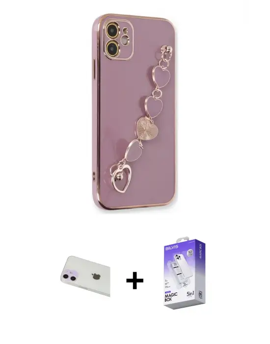 ieg™ iPhone 12 Kılıf Nova Işık Prime - Siyah Bilvis 5in1 3D Magic Cam Ekran Koruyucu + Rainbow Kamera Lens Koruma Cam - MR