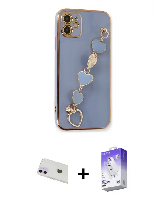 ieg™ iPhone 12 Kılıf Nova Işık Prime - Siyah Bilvis 5in1 3D Magic Cam Ekran Koruyucu + Rainbow Kamera Lens Koruma Cam - MR