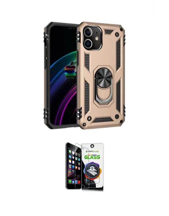 ieg™ iPhone 12 Mini Kılıf Ahenk Klasik Koleksiyonu - Şeffaf Temperli Cam Ekran Koruyucu