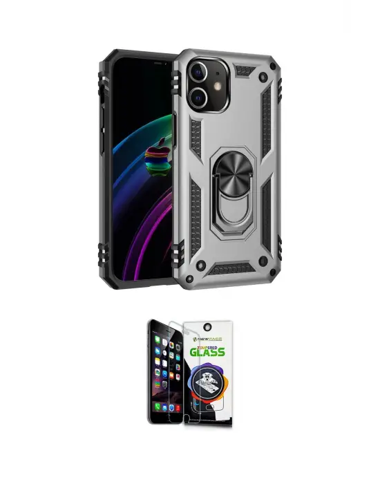 ieg™ iPhone 12 Mini Kılıf Ahenk Klasik Koleksiyonu - Şeffaf Temperli Cam Ekran Koruyucu