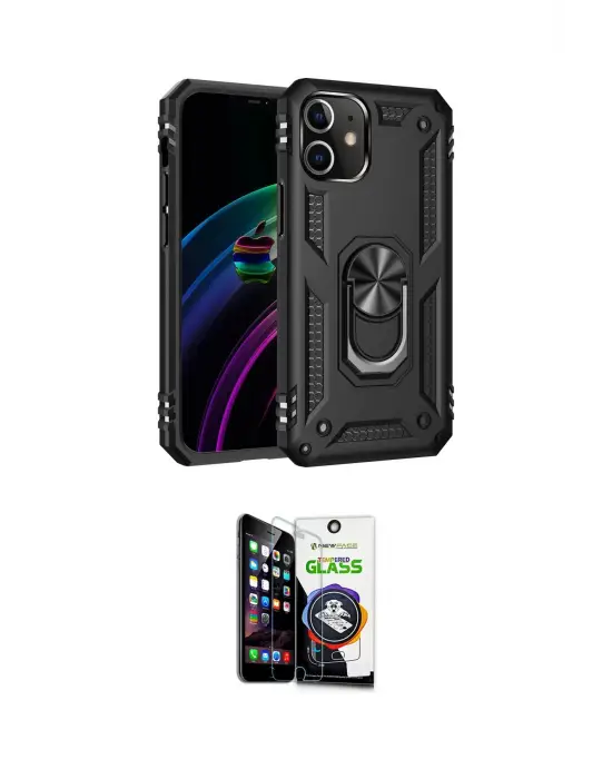 ieg™ iPhone 12 Mini Kılıf Ahenk Klasik Koleksiyonu - Şeffaf Temperli Cam Ekran Koruyucu