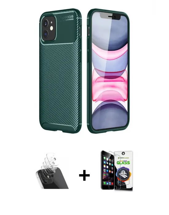 ieg™ iPhone 12 Mini Kılıf Eksen Form Prime - Şeffaf Temperli Cam Ekran Koruyucu + Kamera Lens Koruma Cam - SF