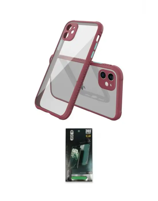 ieg™ iPhone 12 Mini Kılıf Nova Asil Özel Seri - Siyah 360 Mat Full Body Arka Koruyucu