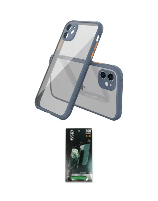 ieg™ iPhone 12 Mini Kılıf Nova Asil Özel Seri - Siyah 360 Mat Full Body Arka Koruyucu
