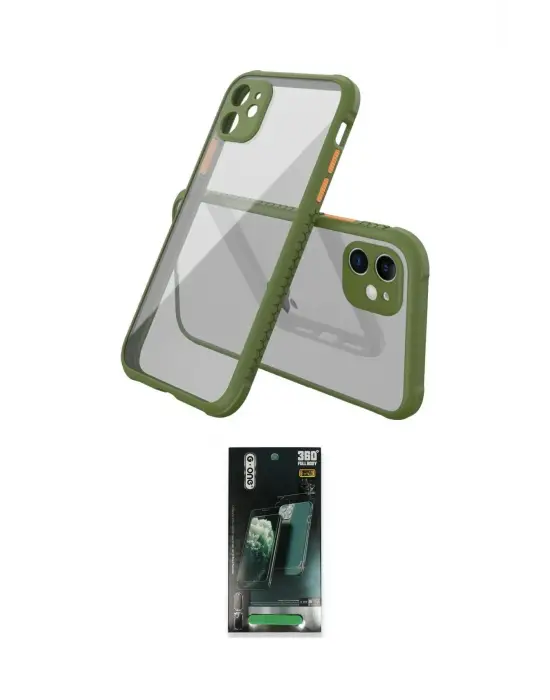 ieg™ iPhone 12 Mini Kılıf Nova Asil Özel Seri - Siyah 360 Mat Full Body Arka Koruyucu