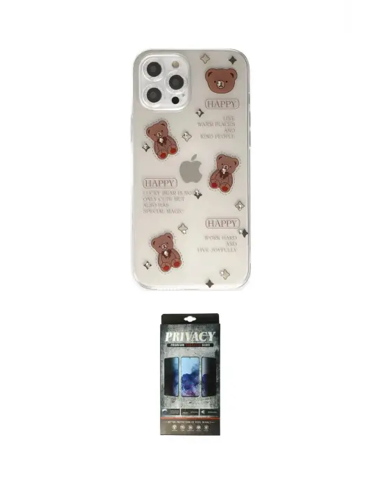 ieg™ iPhone 12 Pro Kılıf Eksen Asil Prime - Siyah 34D Hayalet Izgaralı Cam
