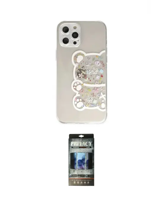 ieg™ iPhone 12 Pro Kılıf Eksen Asil Prime - Siyah 34D Hayalet Izgaralı Cam