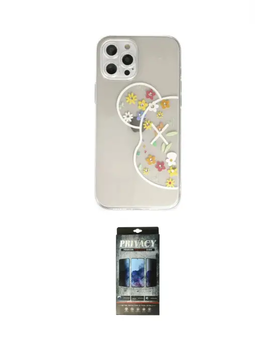ieg™ iPhone 12 Pro Kılıf Eksen Asil Prime - Siyah 34D Hayalet Izgaralı Cam