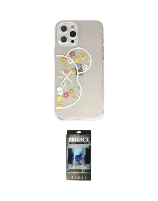 ieg™ iPhone 12 Pro Kılıf Eksen Asil Prime - Siyah 34D Hayalet Izgaralı Cam