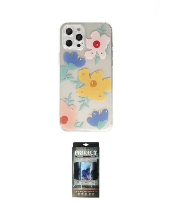 ieg™ iPhone 12 Pro Kılıf Eksen Asil Prime - Siyah 34D Hayalet Izgaralı Cam