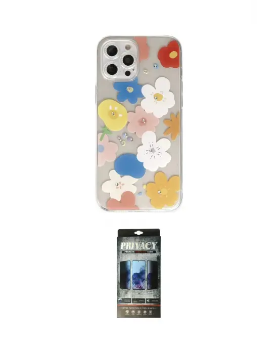 ieg™ iPhone 12 Pro Kılıf Eksen Asil Prime - Siyah 34D Hayalet Izgaralı Cam