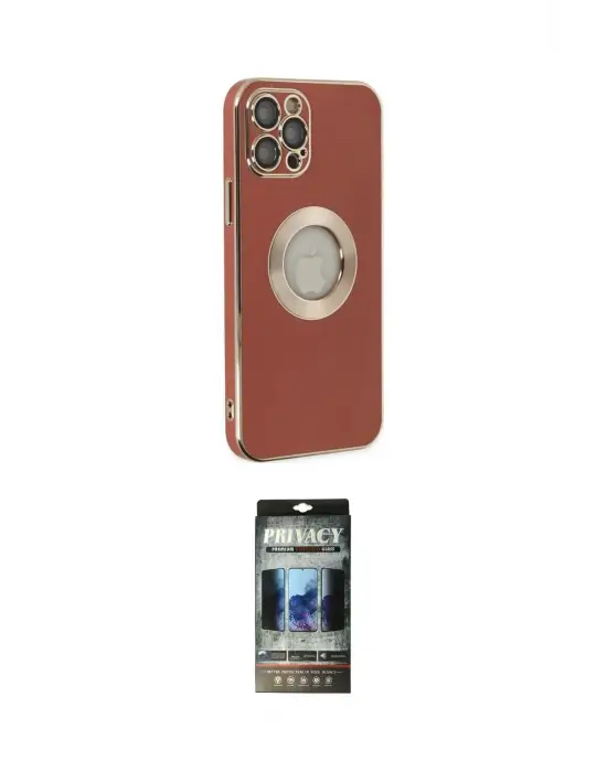 ieg™ iPhone 12 Pro Kılıf İz Form Serisi - Siyah 34D Hayalet Izgaralı Cam