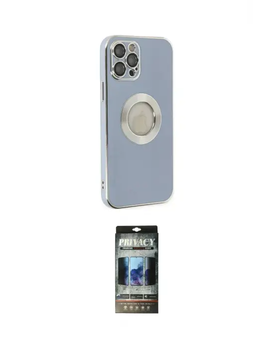 ieg™ iPhone 12 Pro Kılıf İz Form Serisi - Siyah 34D Hayalet Izgaralı Cam
