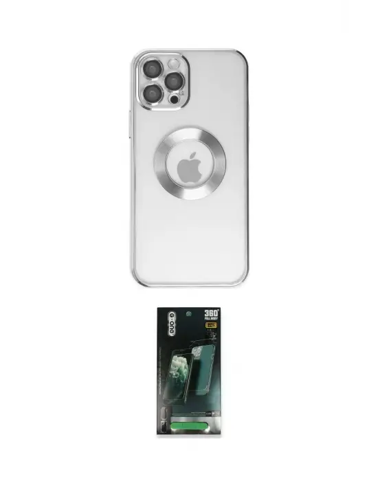 ieg™ iPhone 12 Pro Kılıf Pusula Form - Şeffaf 360 Full Body Arka Koruyucu