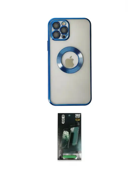 ieg™ iPhone 12 Pro Kılıf Pusula Form - Şeffaf 360 Full Body Arka Koruyucu