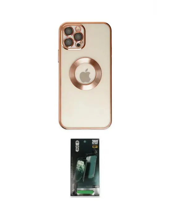 ieg™ iPhone 12 Pro Kılıf Pusula Form - Şeffaf 360 Full Body Arka Koruyucu