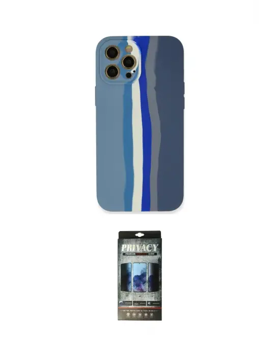 ieg™ iPhone 12 Pro Kılıf Yadigar Çizgi - Siyah 34D Hayalet Izgaralı Cam