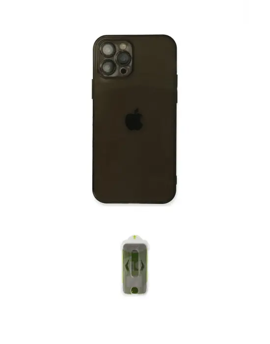 ieg™ iPhone 12 Pro Max Kılıf Ahenk Doku - Siyah Joko Magic 5D Hayalet Cam