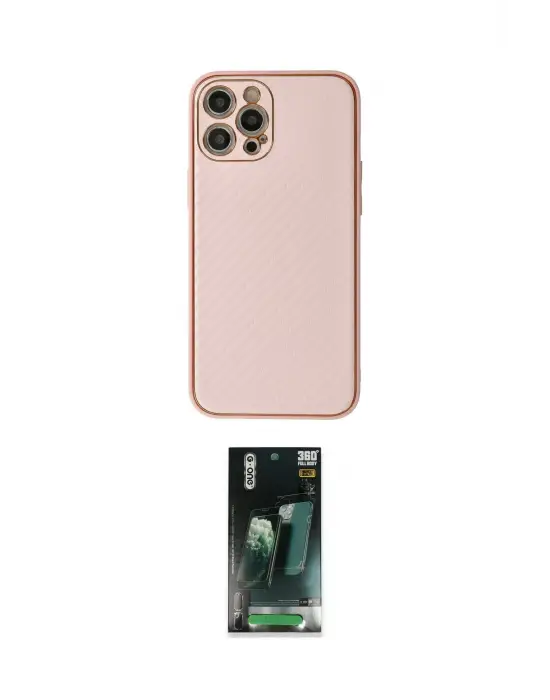 ieg™ iPhone 12 Pro Max Kılıf Ahenk Işık - Siyah 360 Mat Full Body Arka Koruyucu
