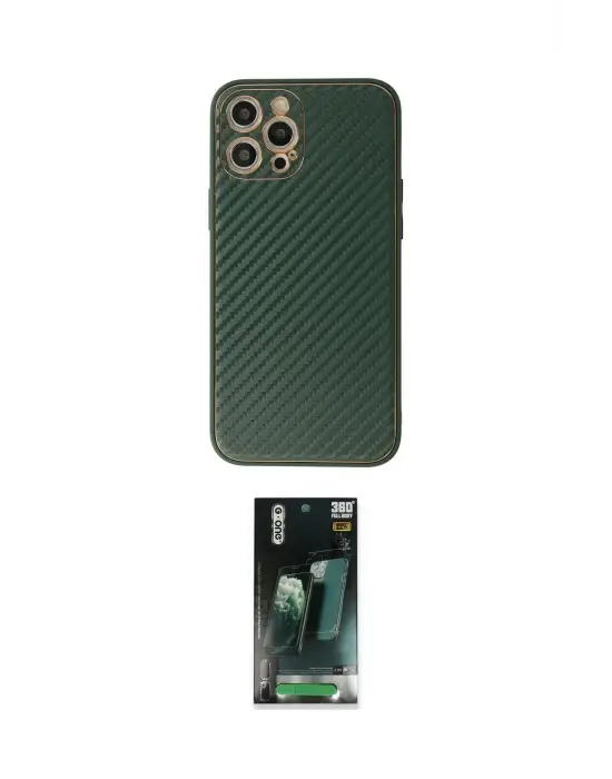 ieg™ iPhone 12 Pro Max Kılıf Ahenk Işık - Siyah 360 Mat Full Body Arka Koruyucu