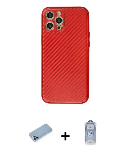 ieg™ iPhone 12 Pro Max Kılıf Ahenk Işık - Siyah Joko Magic 5D Cam + Shine Kamera Lens Koruma Cam - MI