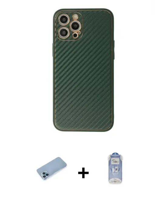 ieg™ iPhone 12 Pro Max Kılıf Ahenk Işık - Siyah Joko Magic 5D Cam + Shine Kamera Lens Koruma Cam - MI