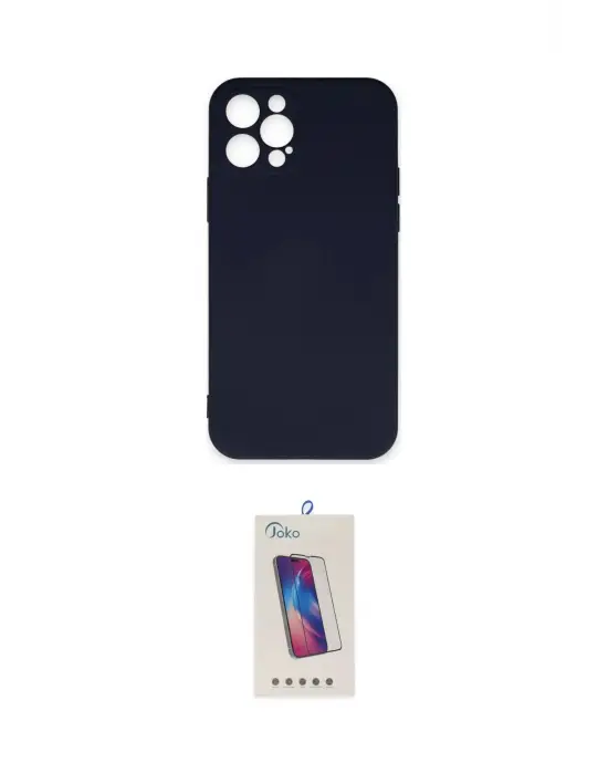 ieg™ iPhone 12 Pro Max Kılıf Ahenk Serisi - Siyah Joko 5D Cam