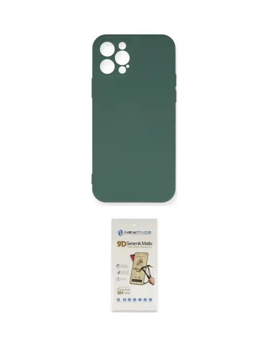 ieg™ iPhone 12 Pro Max Kılıf Ahenk Serisi - Siyah Mat Seramik Nano Ekran Koruyucu