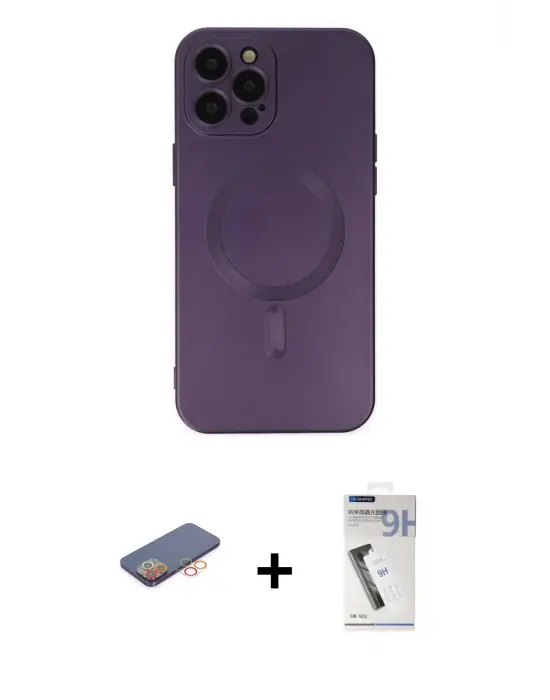 ieg™ iPhone 12 Pro Max Kılıf Akış Minimal Özel Seri - Şeffaf Uv Polymer Nano Ekran Koruyucu + Renkli Kamera Lens Koruma Cam - TU