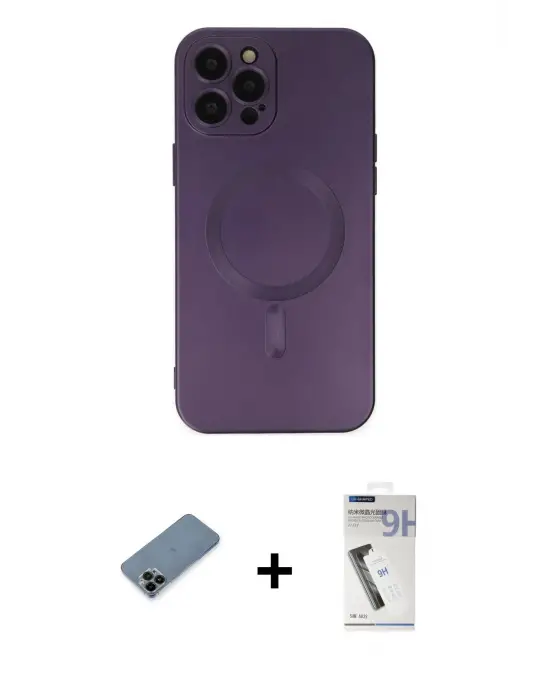 ieg™ iPhone 12 Pro Max Kılıf Akış Minimal Özel Seri - Şeffaf Uv Polymer Nano Ekran Koruyucu + Shine Kamera Lens Koruma Cam - SH