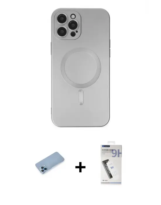 ieg™ iPhone 12 Pro Max Kılıf Akış Minimal Özel Seri - Şeffaf Uv Polymer Nano Ekran Koruyucu + Shine Kamera Lens Koruma Cam - MI