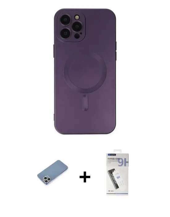 ieg™ iPhone 12 Pro Max Kılıf Akış Minimal Özel Seri - Şeffaf Uv Polymer Nano Ekran Koruyucu + Shine Kamera Lens Koruma Cam - GS