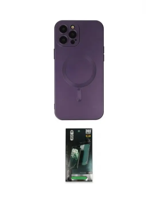 ieg™ iPhone 12 Pro Max Kılıf Akış Minimal Özel Seri - Siyah 360 Mat Full Body Arka Koruyucu