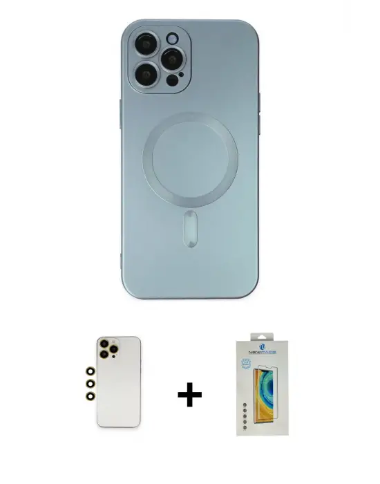ieg™ iPhone 12 Pro Max Kılıf Akış Minimal Özel Seri - Siyah Polymer Nano Ekran Koruyucu + Shine Kamera Lens - GD