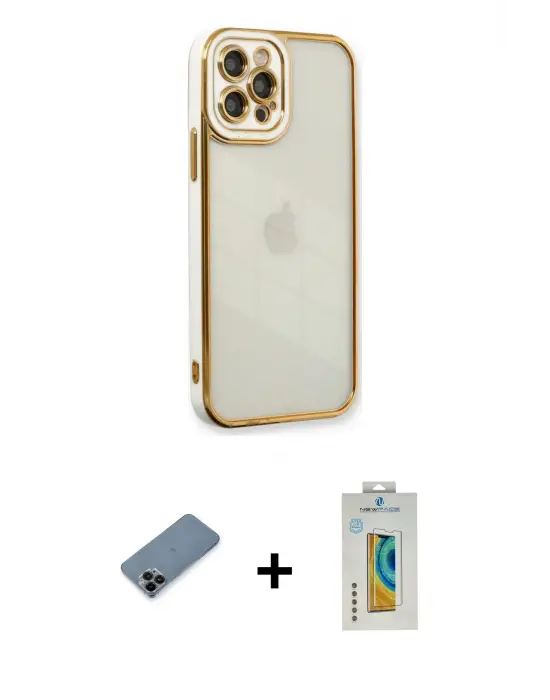 ieg™ iPhone 12 Pro Max Kılıf Çekirdek Klasik Serisi - Siyah Polymer Nano Ekran Koruyucu + Shine Kamera Lens Koruma Cam - SH