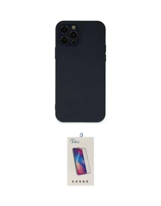 ieg™ iPhone 12 Pro Max Kılıf Çekirdek Modern Serisi - Siyah Joko 5D Cam