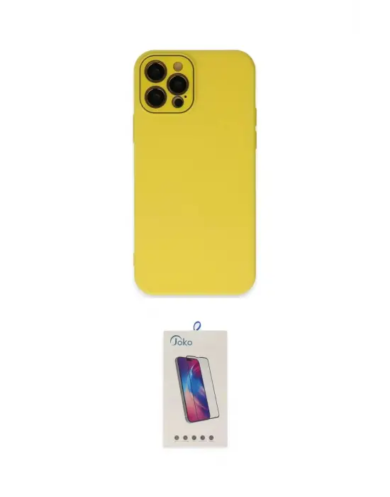 ieg™ iPhone 12 Pro Max Kılıf Çekirdek Modern Serisi - Siyah Joko 5D Cam