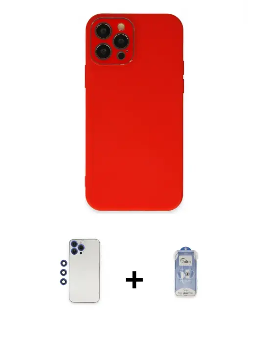 ieg™ iPhone 12 Pro Max Kılıf Çekirdek Modern Serisi - Siyah Joko Magic 5D Cam + Shine Kamera Lens - LT