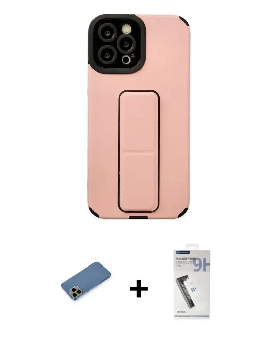 ieg™ iPhone 12 Pro Max Kılıf Çekirdek Yansıma - Şeffaf Uv Polymer Nano Ekran Koruyucu + Shine Kamera Lens Koruma Cam - GD