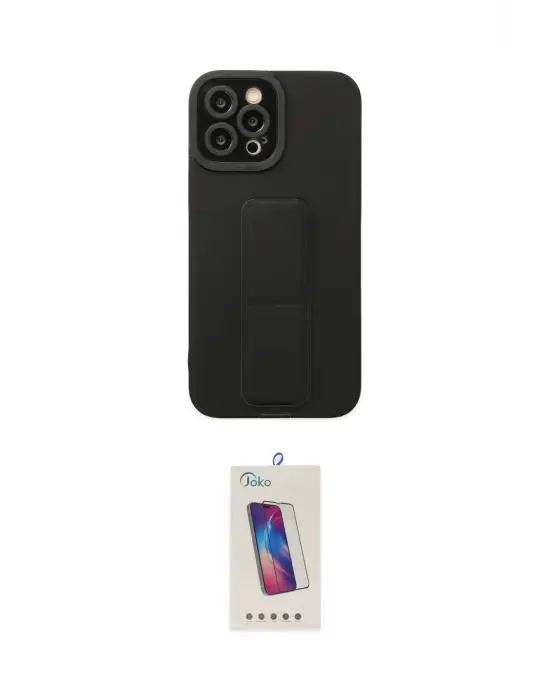 ieg™ iPhone 12 Pro Max Kılıf Çekirdek Yansıma - Siyah Joko 5D Cam
