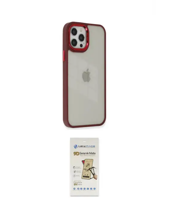 ieg™ iPhone 12 Pro Max Kılıf Eksen Doku Prime - Siyah Mat Seramik Nano Ekran Koruyucu