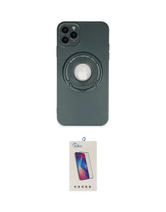 ieg™ iPhone 12 Pro Max Kılıf Eksen Klasik Prime - Siyah Joko 5D Cam