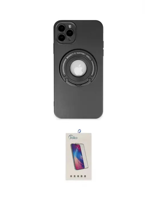 ieg™ iPhone 12 Pro Max Kılıf Eksen Klasik Prime - Siyah Joko 5D Cam